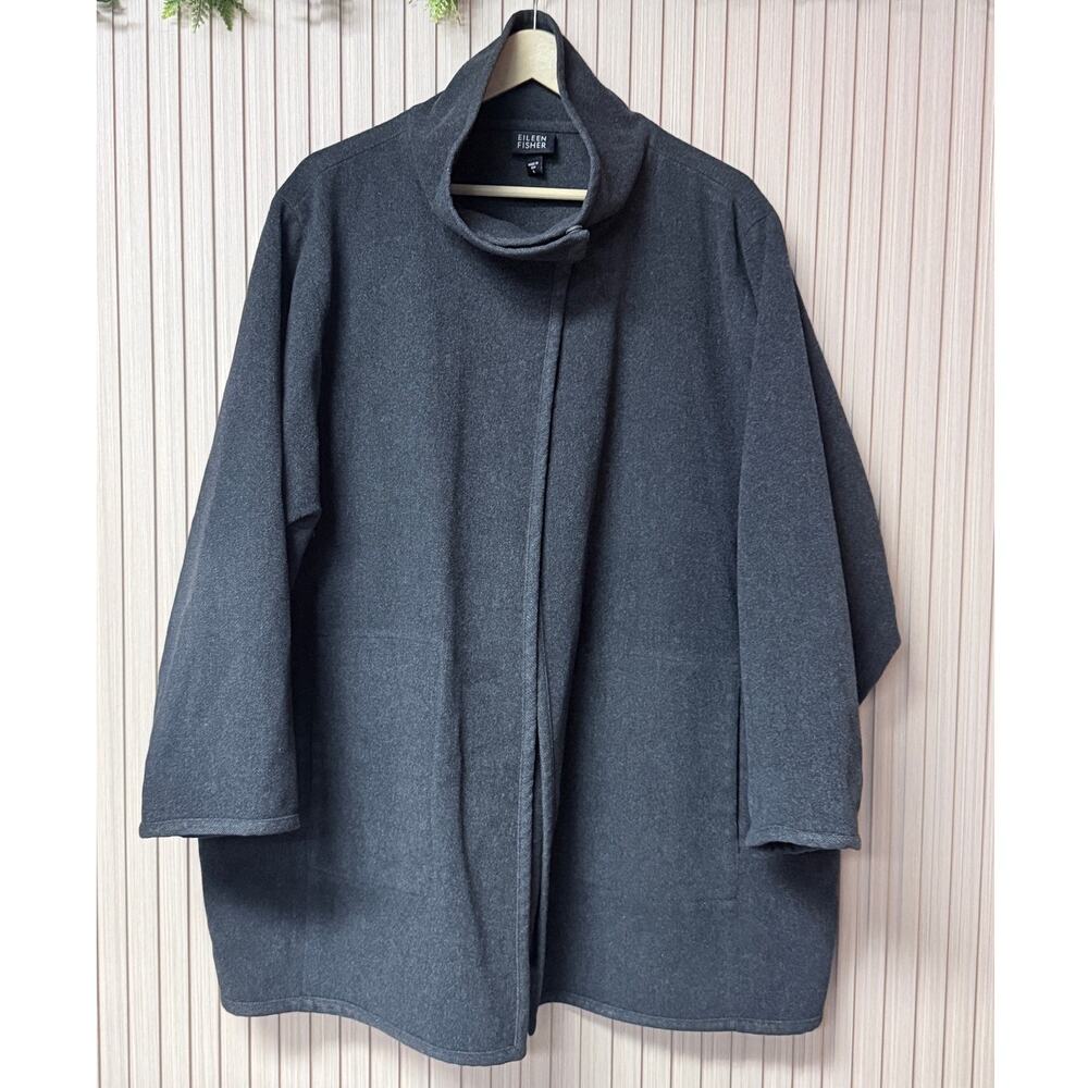 Eileen Fisher Boiled 100% Wool Jacket Gray Size L